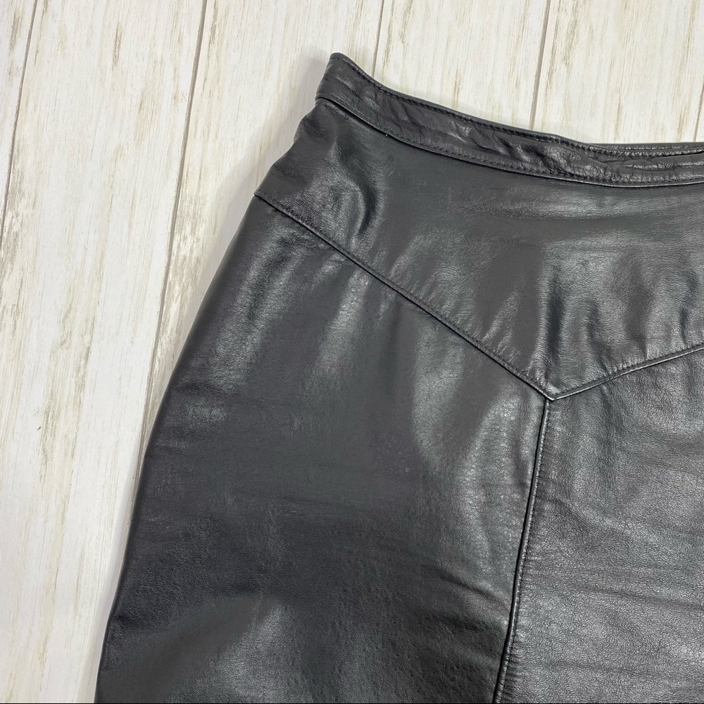 Vintage Steer Brand Black Leather Mini Skirt - Picture 2 of 6